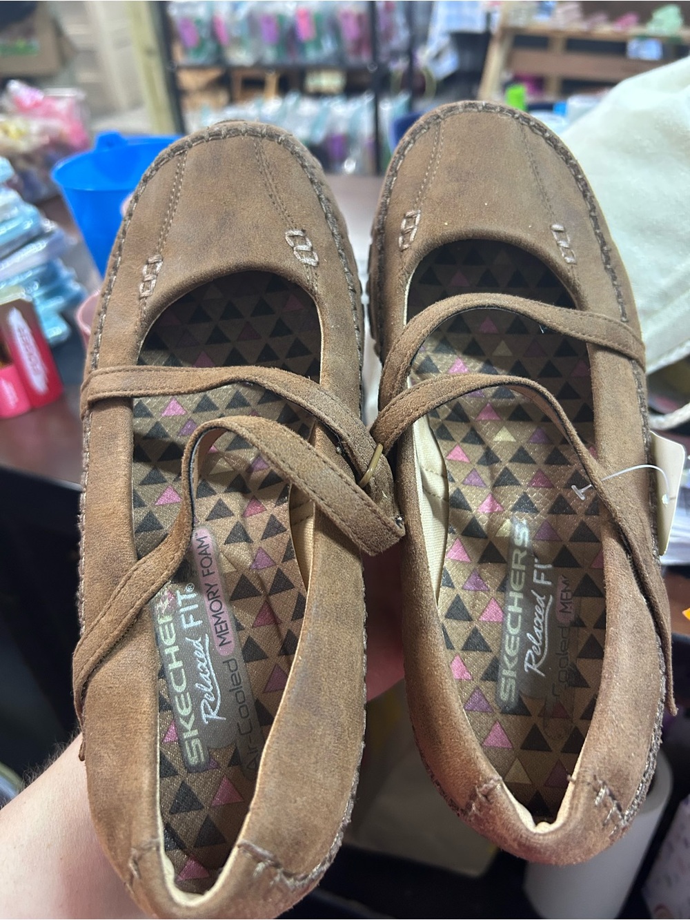 Skechers Women's Tan Suede Mary Jane Flats